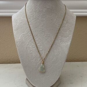 Gold Wire-Wrapped Aguamarine Necklace